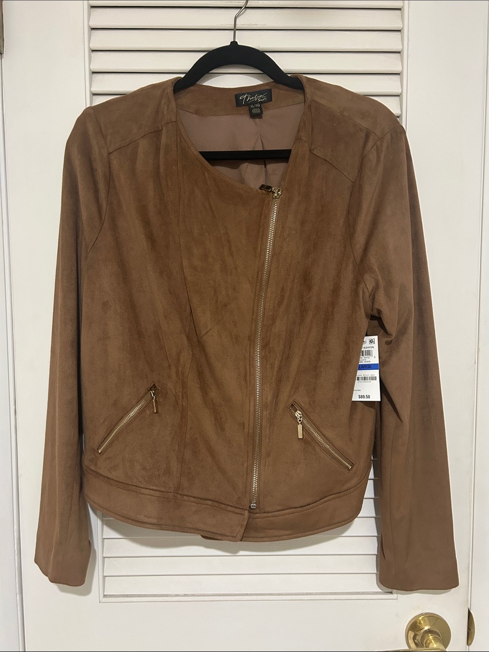 Thalia Sodi Faux Suede Asymmetrical Zip Jacket
